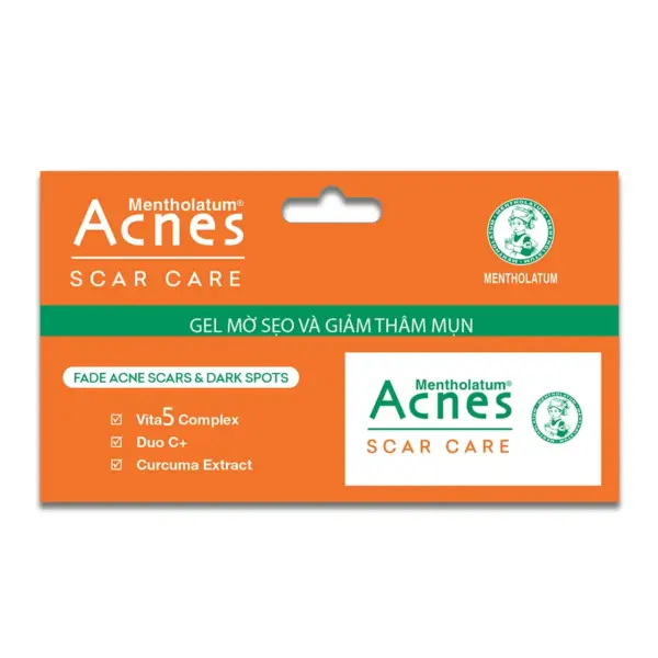 Acnes Scar Care Gel 12g – Front Packaging Front box of Acnes Scar Care Gel 12g by Rohto-Mentholatum
