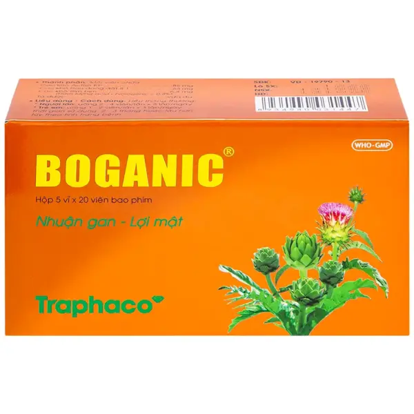 Boganic Traphaco 100 Tablets – Vietnamese Box Front Boganic Traphaco 100 film-coated tablets Vietnamese packaging front