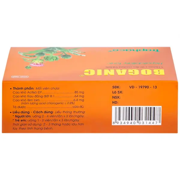 Boganic Traphaco – Ingredients and Dosage Boganic Traphaco ingredients and dosage information on box