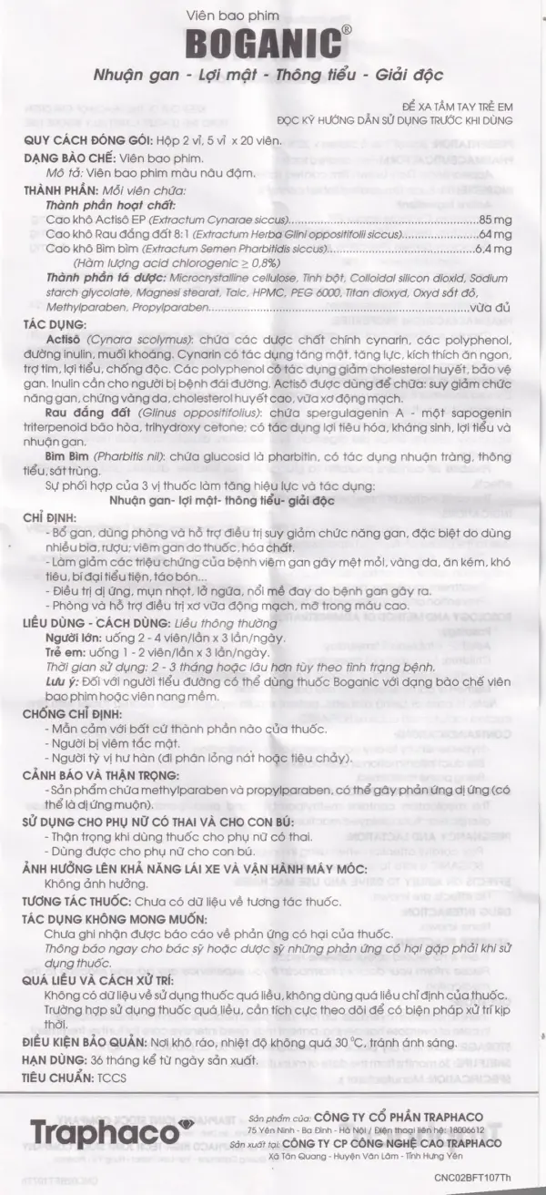 Boganic Traphaco Instructions Leaflet Boganic Traphaco usage instructions ingredients warnings and dosage leaflet