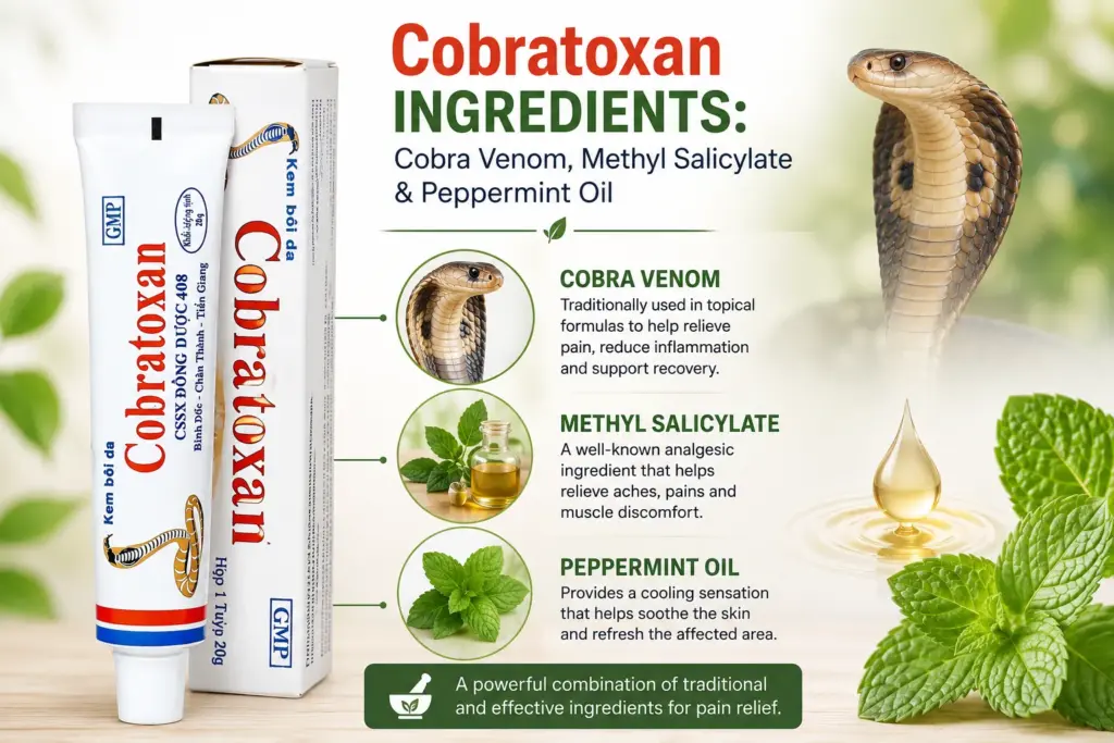 Cobratoxan Ingredients: Cobra Venom, Methyl Salicylate & Peppermint Oil