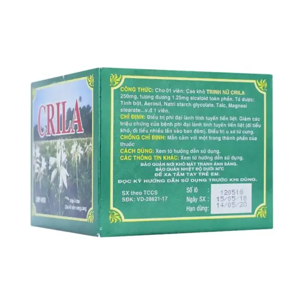 Crila Capsules 250mg Vietnamese Package Information Vietnamese package information for Crila Capsules 250mg by Thien Duoc