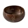 Empty Natural Coconut Shell Bowl Empty handcrafted coconut shell bowl with natural brown texture on a white background