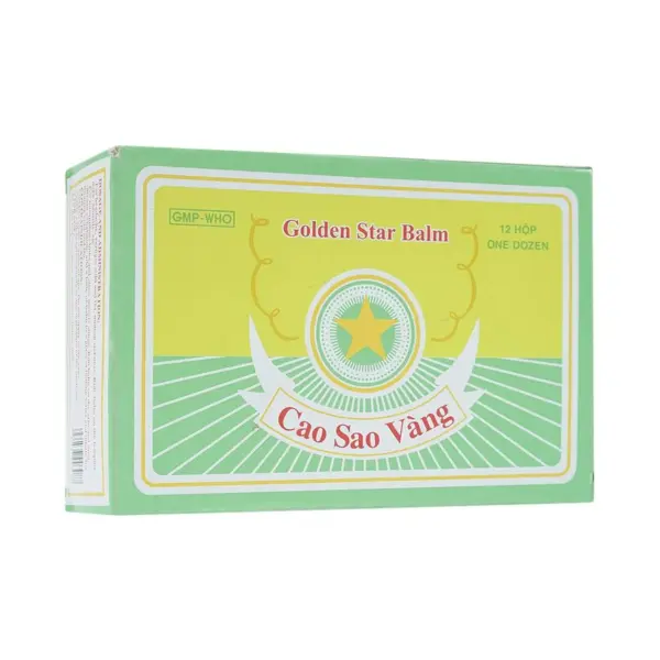 Golden Star Balm 10g × 12 tins OPC box angled view
