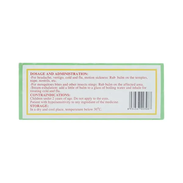 English directions contraindications storage and barcode on Golden Star Balm 10g box