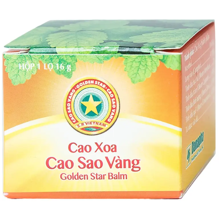 Golden Star Balm 16g by Danapha in original orange, yellow and green product box
