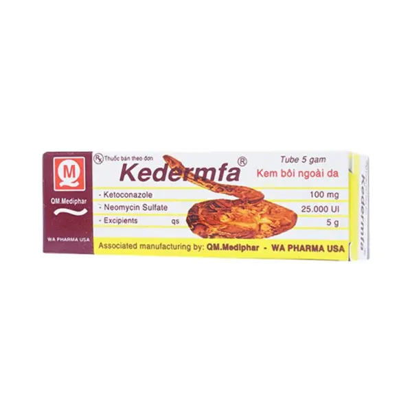 Kedermfa Topical Cream 5g Box Angle View Kedermfa Topical Cream 5g box shown from an angled view