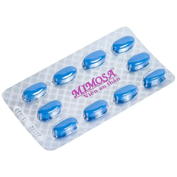 Mimosa OPC Blue Tablets Blister Pack Front view of Mimosa OPC blister pack with ten blue tablets
