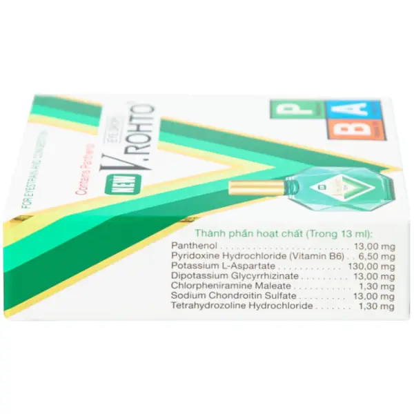 New V.Rohto Eye Drops Active Ingredients New V.Rohto Eye Drops 13ml active ingredients listed on package