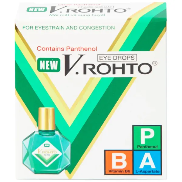 New V.Rohto Eye Drops 13ml Front Box New V.Rohto Eye Drops 13ml front packaging with panthenol and vitamin B6