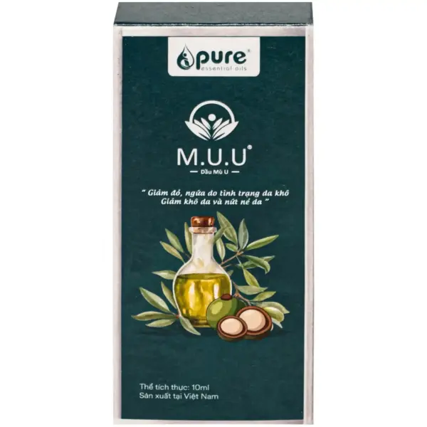 PURE M.U.U Tamanu Oil 10ml – Front Box Front of PURE M.U.U Tamanu Oil 10ml box for dry and rough skin