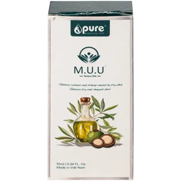 PURE M.U.U Tamanu Oil 10ml – English Packaging English packaging of PURE M.U.U Tamanu Oil 10ml made in Vietnam