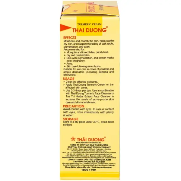 Thai Duong Turmeric Cream Uses and Ingredients Thai Duong Turmeric Cream 20g uses ingredients and directions