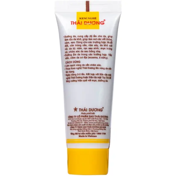 Thai Duong Turmeric Cream 20g Tube Back Back of Thai Duong Turmeric Cream 20g tube