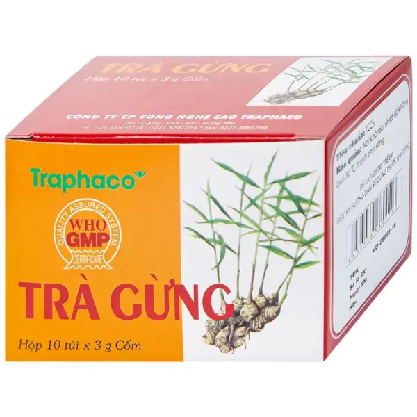 Traphaco Ginger Tea Box Angled View Angled view of Traphaco Ginger Tea Granules box
