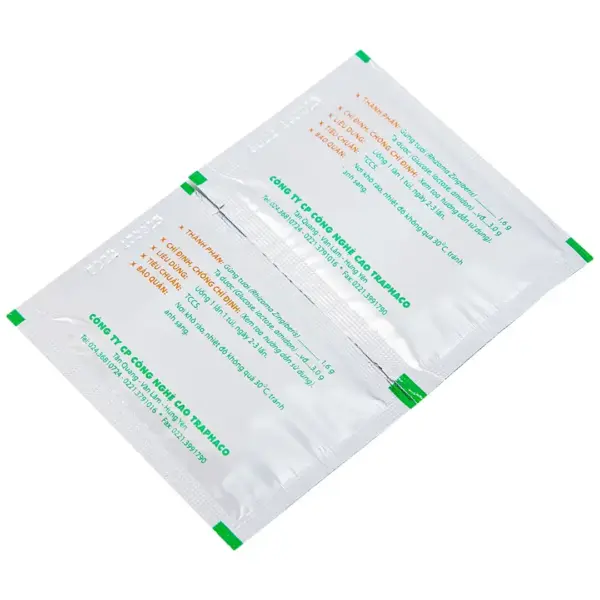 Traphaco Ginger Tea Sachets Back View Back view of Traphaco Ginger Tea sachets with product information