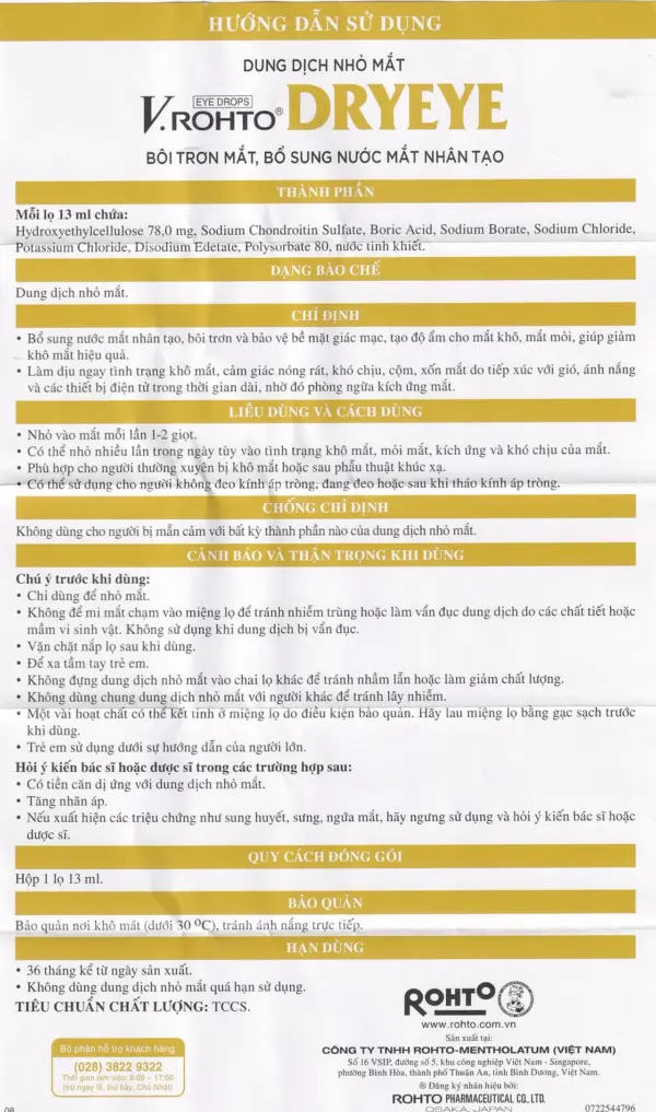 V.Rohto Dryeye 13ml Instructions V.Rohto Dryeye 13ml instructions ingredients dosage and warnings