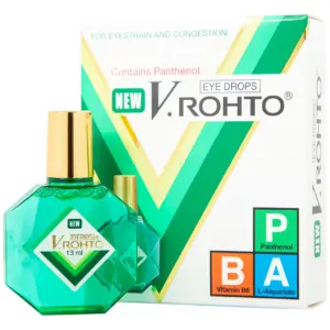 V.Rohto Eye Drops 13ml green bottle with product box