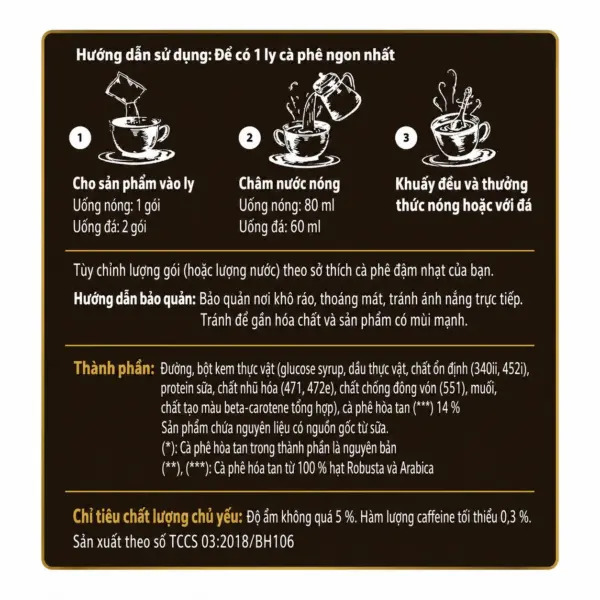 VinaCafe Gold Original Preparation Instructions VinaCafe Gold Original preparation and storage instructions