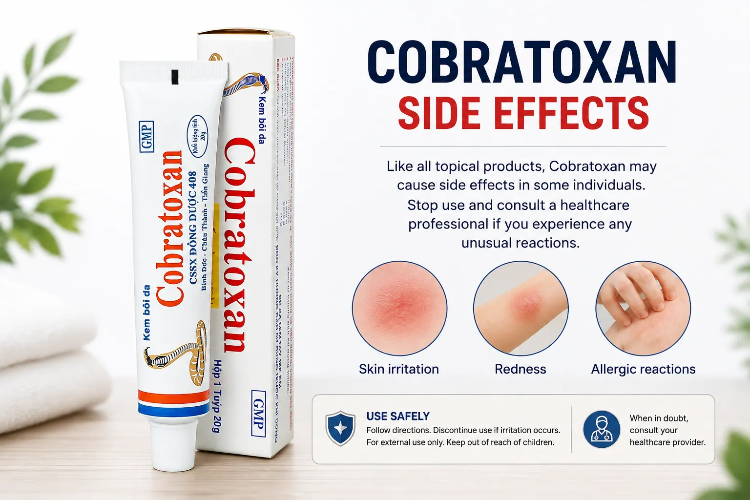 Cobratoxan side effects and possible skin reactions
