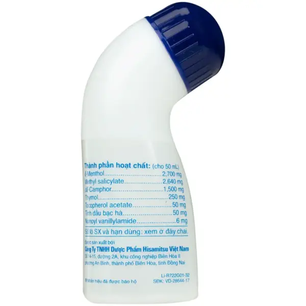 Salonpas Liniment 50mL Bottle – Ingredients Salonpas Liniment 50mL bottle back with ingredients