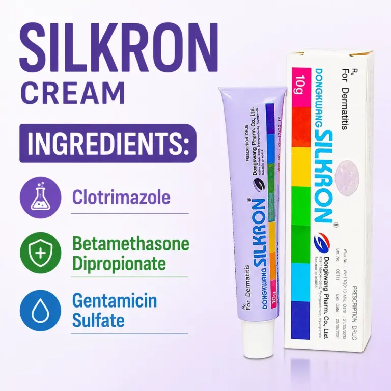 Silkron Cream Ingredients: Clotrimazole, Betamethasone & Gentamicin